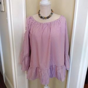 Ana & Kate lovely blouse rust colored red striped in a size 1x